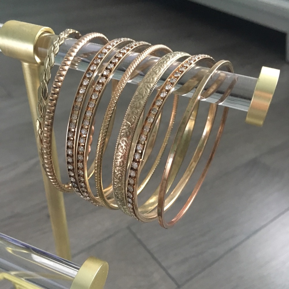 Set of 8 gold bangles